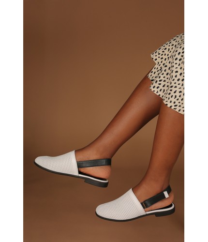 Ülkü Yaman Collection Hakiki Deri Beyaz Kadın Sandalet - 2001305