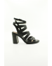 Ülkü Yaman Collection Hakiki Deri Siyah Kadın Sandalet - 2002301