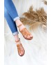 Ülkü Yaman Collection Hakiki Deri Günlük Kadın Sandalet Yeni Sezon Taba Renk