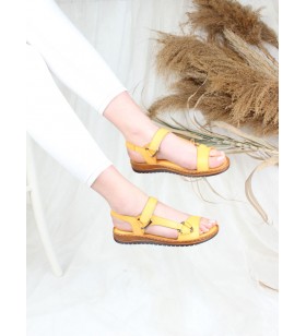 Ülkü Yaman Collection Hakiki Deri Günlük Kadın Sandalet Yeni Sezon Taba Renk - 6043323